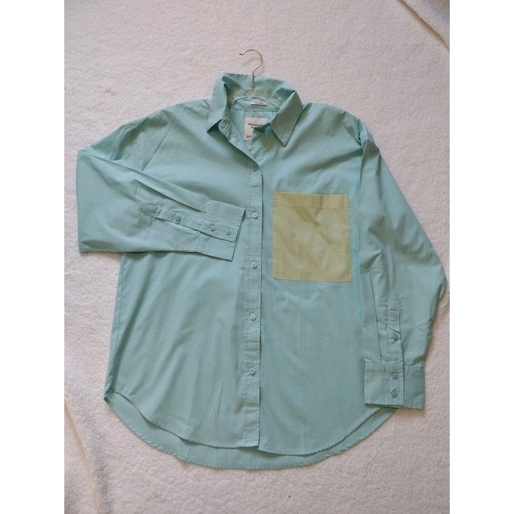 Abercrombie And Fitch Shirt Womens Small Blue Long Sleeve Oversized‎ Button Up - Picture 4 of 8